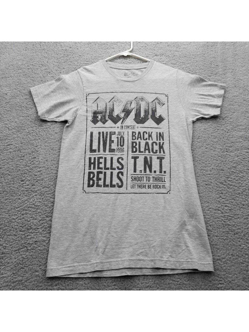 AC/DC Gray Graphic T-Shirt Live July 10 1996 Concert Hells Bells Small